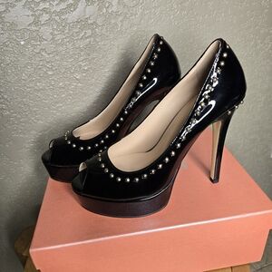 NIB! Ladies Sz. 7 Studded Stiletto Peep-Toe Heels